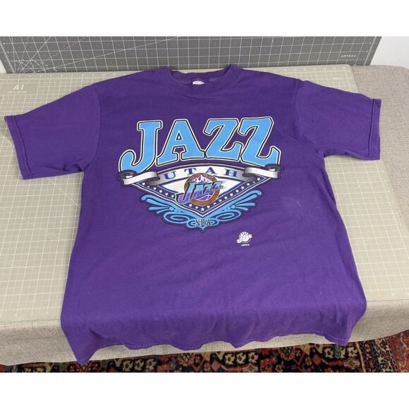 LOGO 7 Other - Vintage Utah Jazz NBA Logo 7 T-Shirt Purple Large 90s Graphic Tee